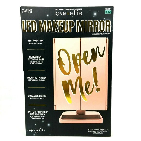 Onyx Professional LED Makeup Mirror Folding In-Base Magnifying Rose Gold - Picture 2 of 8